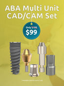 ABA dental implant Multi Unit CAD/CAM Set discounted to $99 from $150, available until the end of July, digital dentistry components
