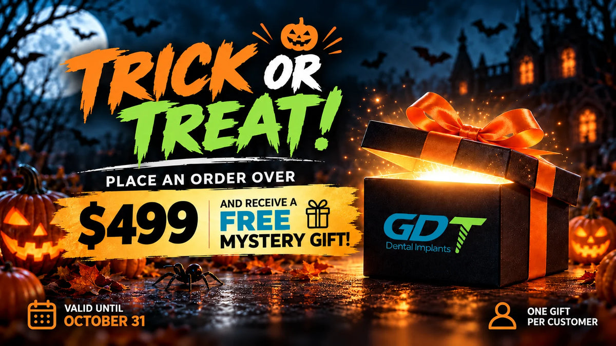 GDT Halloween promotion: free mystery gift with orders over $499. Valid until October 31. One gift per customer.