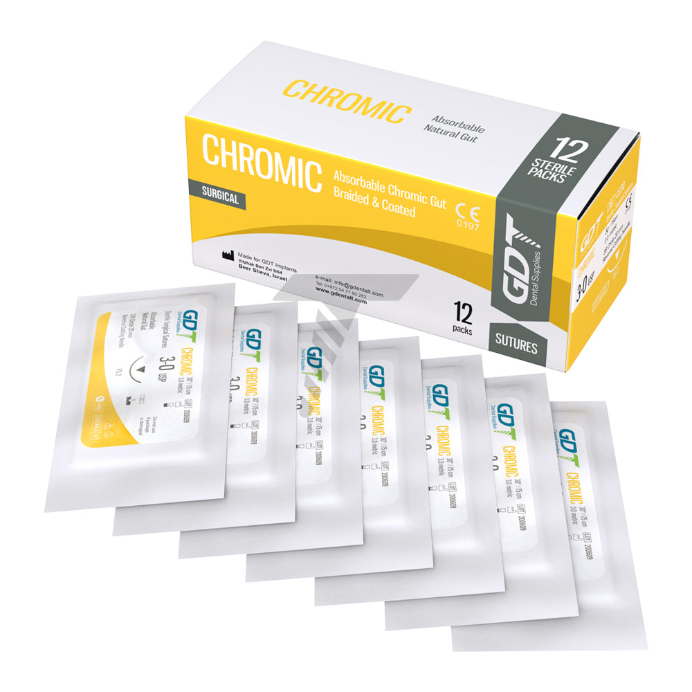 Absorbable Surgical Sutures - Chromic Gut 3-0 & PGA 4-0 Needled - Dental Oral Practice