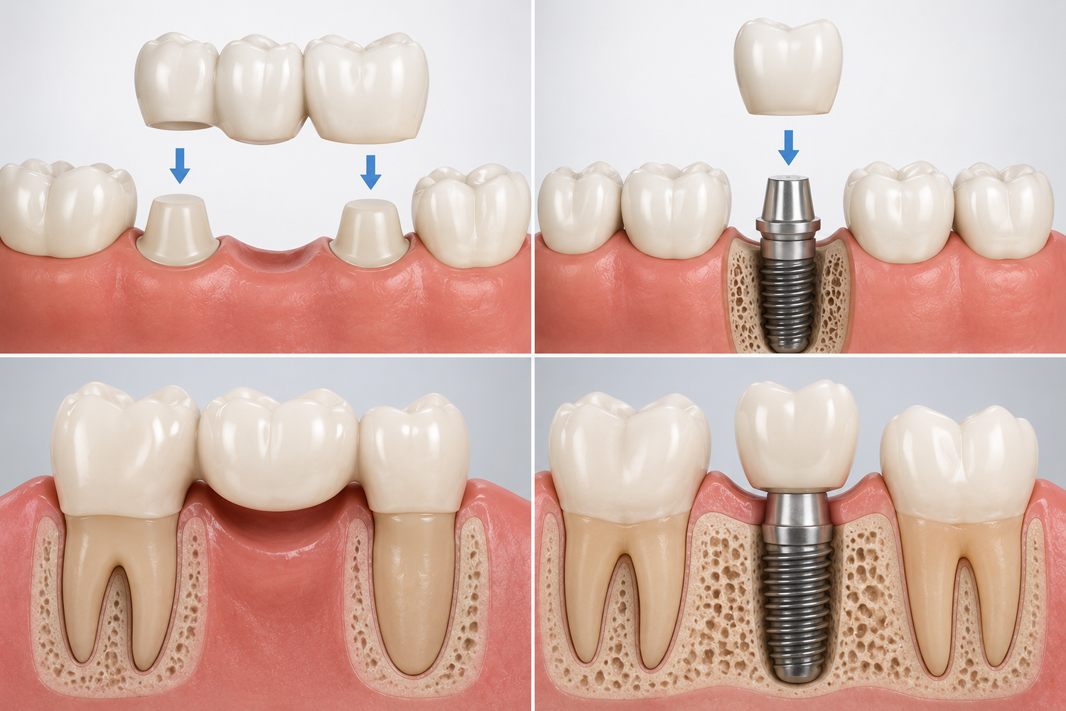 What is a Dental Bridge Vs Implant