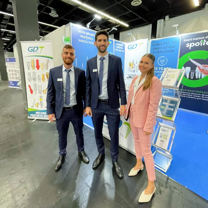 GDT Dental Implants team presenting at the IDS 2021 exhibition booth in Cologne, Germany.