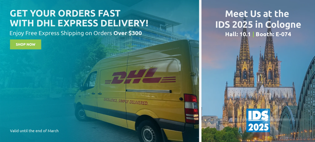 at GDT Dental Implants we offer free DHL express shipping on orders over $300