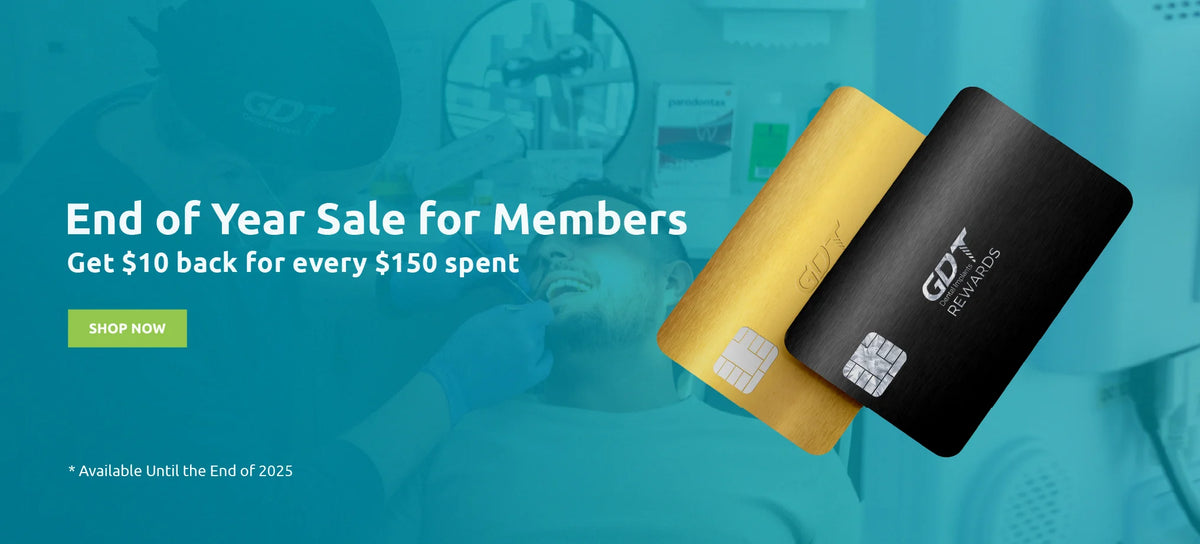 Two GDT Rewards tiers cards,gold and diamond levels, with a promotional message for an end-of-year sale on a blue background.