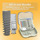 All in One Bundle - 100 MOR Implants, 100 Straight Abutments and Full Implantation Kit