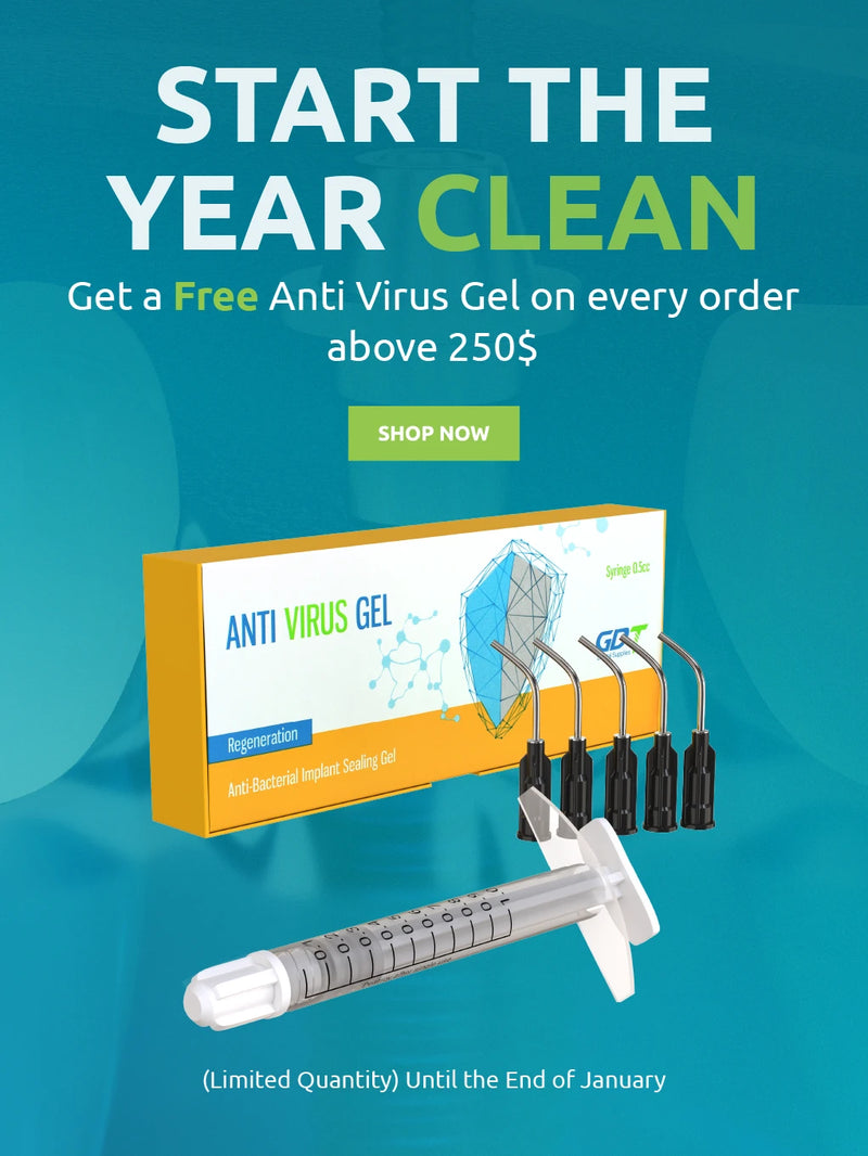 Free Anti Virus Gel on all $150+ orders, GDT Dental Implants January Promotion 