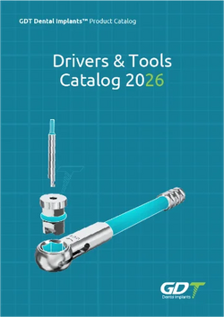 Cover of GDT Dental Implants Drivers & Tools Catalog 2026 with dental tools on a blue grid background.