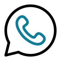 Speech bubble with a phone symbol representing WhatsApp contact and messaging.