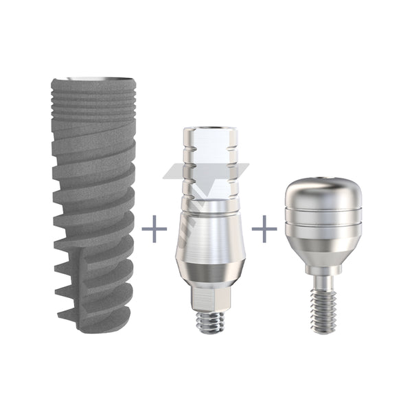 MOR Spiral Implant Internal Hex Connection with Straight Abutment and Healing Cap dental set